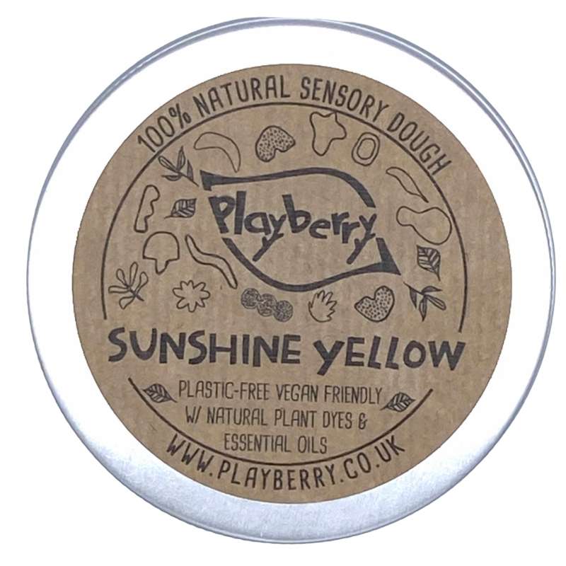 SUNSHINE YELLOW PLAYDOUGH MADE FROM PLANTS TIN LABEL