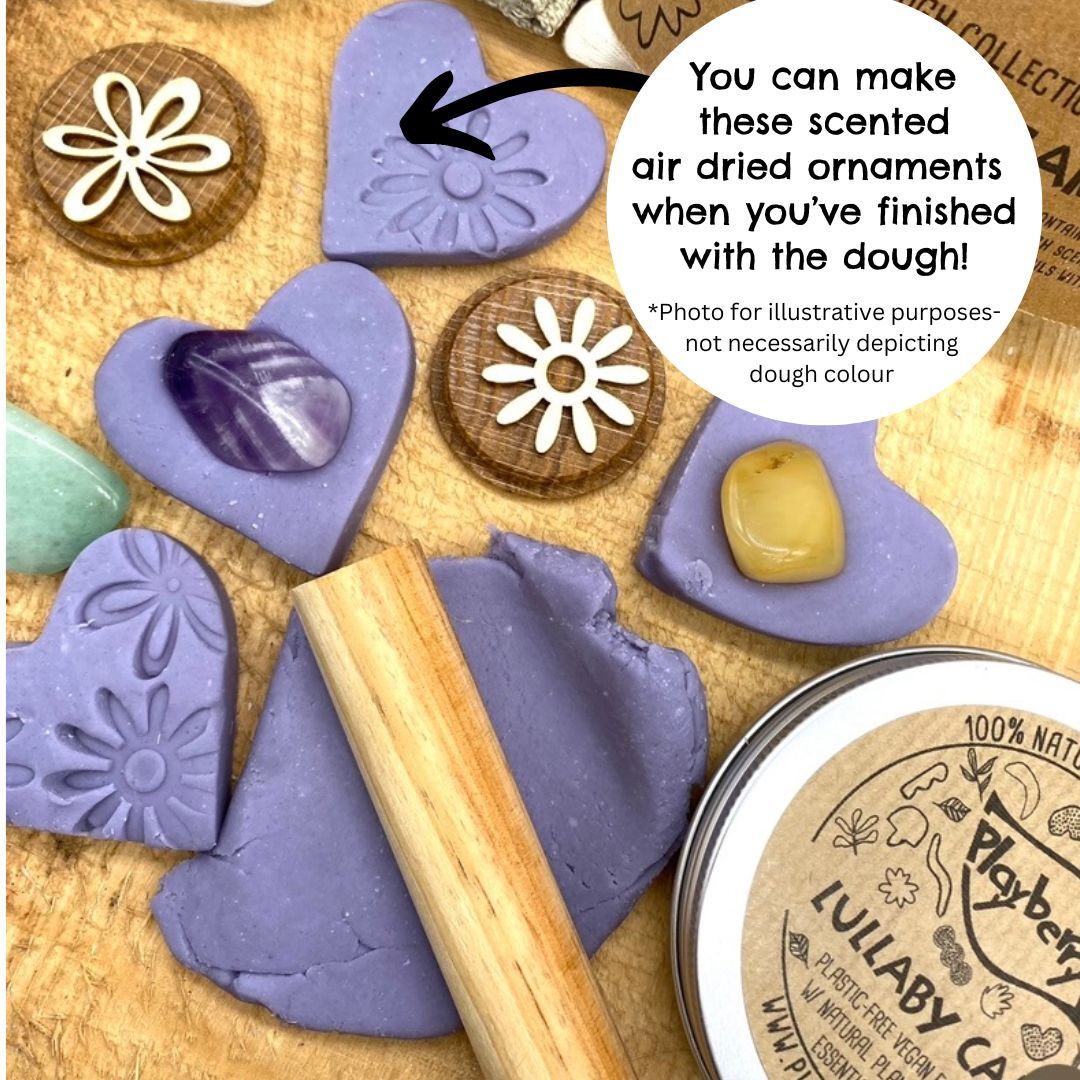 soft playdough scented with essential oils with gemstones